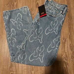 Vans Denim with White Flame Design